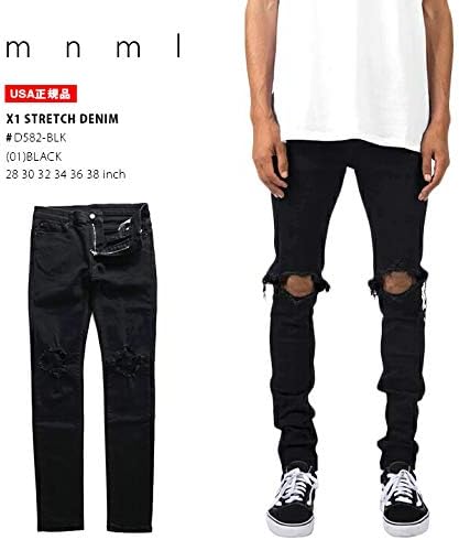 Amazon | mnml(ミニマル) デニム ロングパンツ スリム (01)黒 28インチ